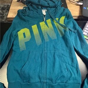 Victoria's Secret Teal Sweatshirt with Yellow PINK Graphic